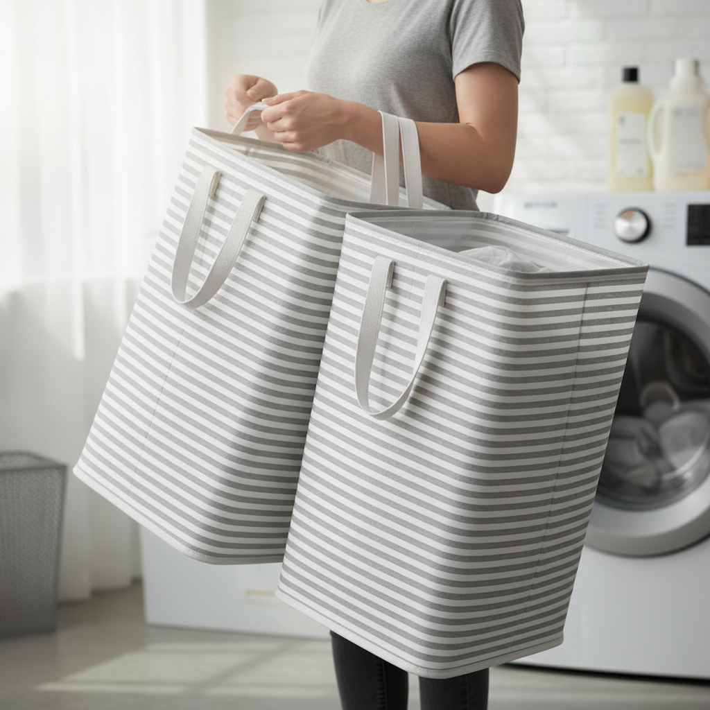 Generic 2-Pack Collapsible Laundry Basket 80L Each with Handles and Waterproof C — view 4