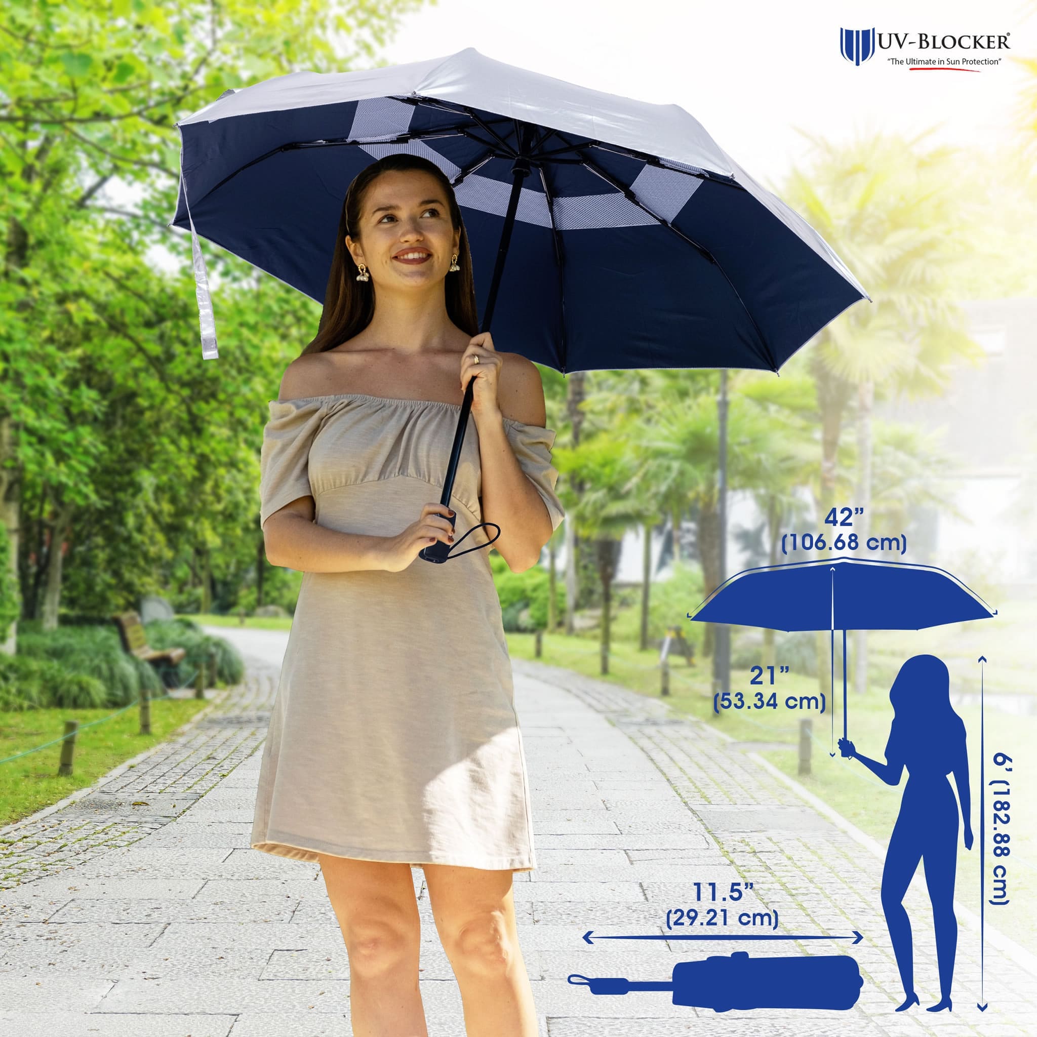 Unbranded UV Protection Compact Umbrella with Cooling Effect, 99% UV Block — view 2