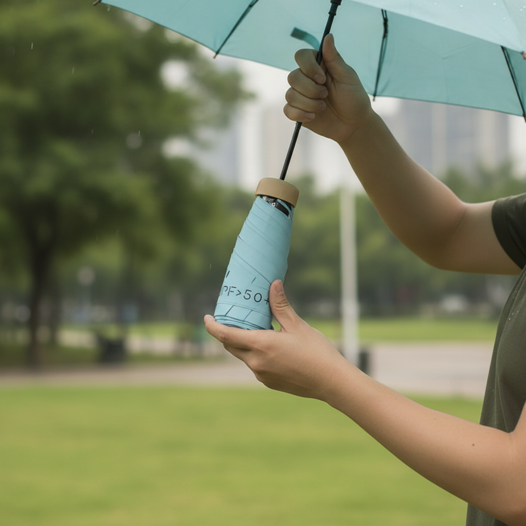 Generic Mini Umbrella for Sun and Rain – Compact Manual Parasol — view 3