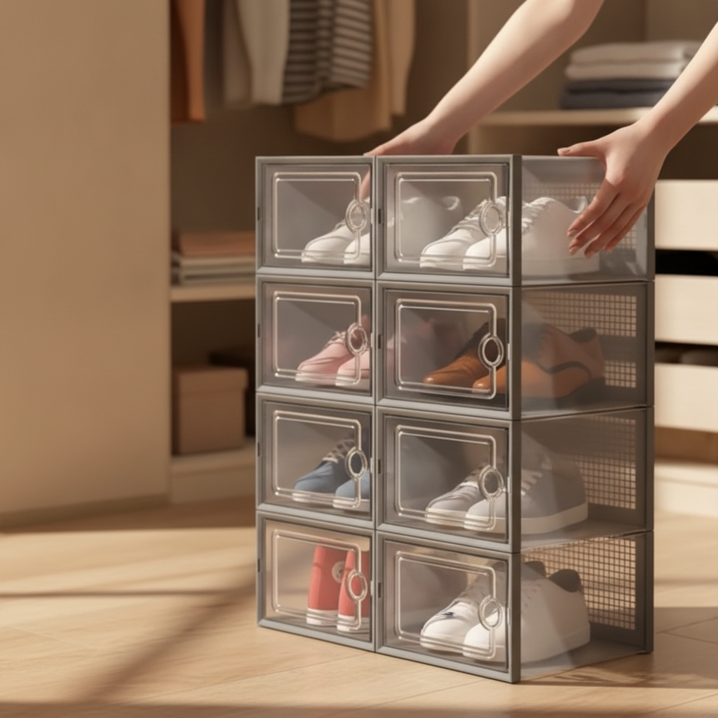 FIRNGOODS Stapelbare Schuhaufbewahrungsboxen 12er-Pack transparent — view 3