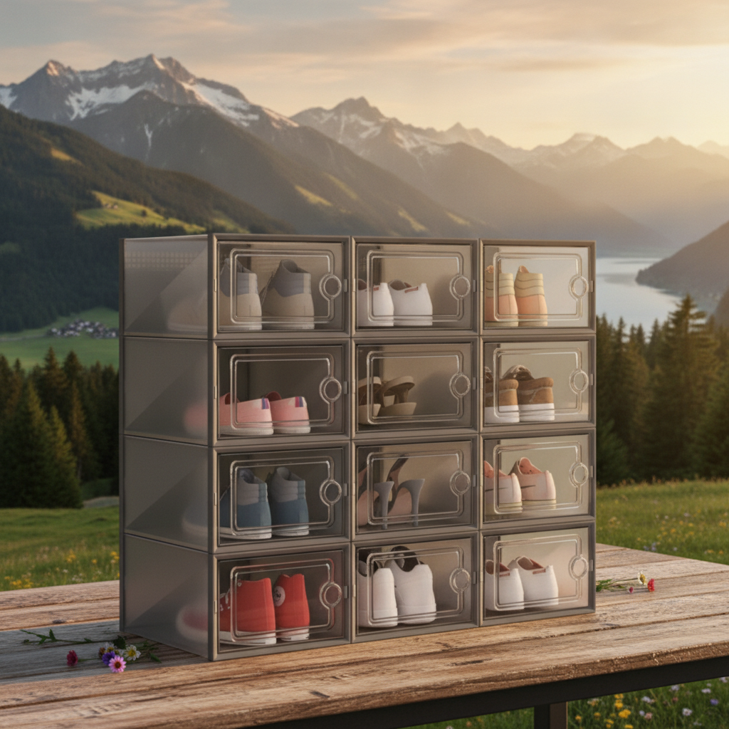 FIRNGOODS Stapelbare Schuhaufbewahrungsboxen 12er-Pack transparent — view 4