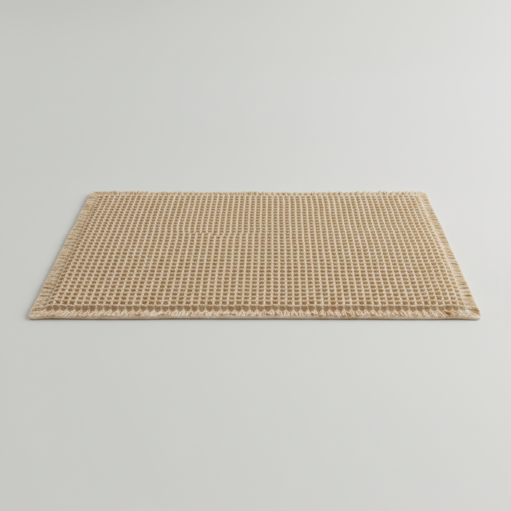 FIRNGOODS Waffel-Badematte mit Quasten rutschfest waschbar