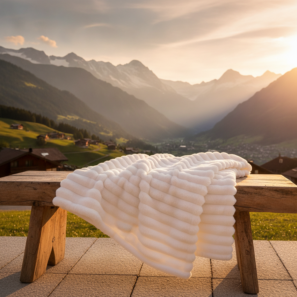 FIRNGOODS Weiße Kuscheldecke aus Flanell-Fleece für Sofa und Bett — view 3