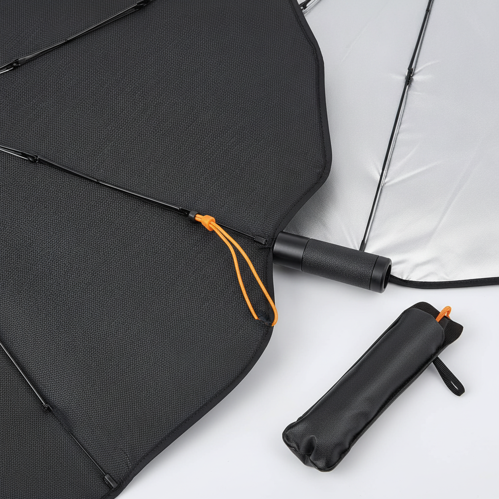 FIRNGOODS Auto-Sonnenschutz Windschutzscheibe faltbar mit Aufbewahrungstasche — view 2