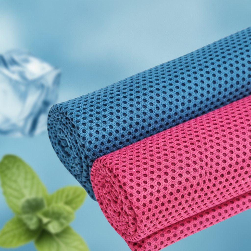 FIRNGOODS Set mit 2 Kühltüchern – Himmelblau & Magenta, sofort kühlendes Mikrofaser für Sport — view 3