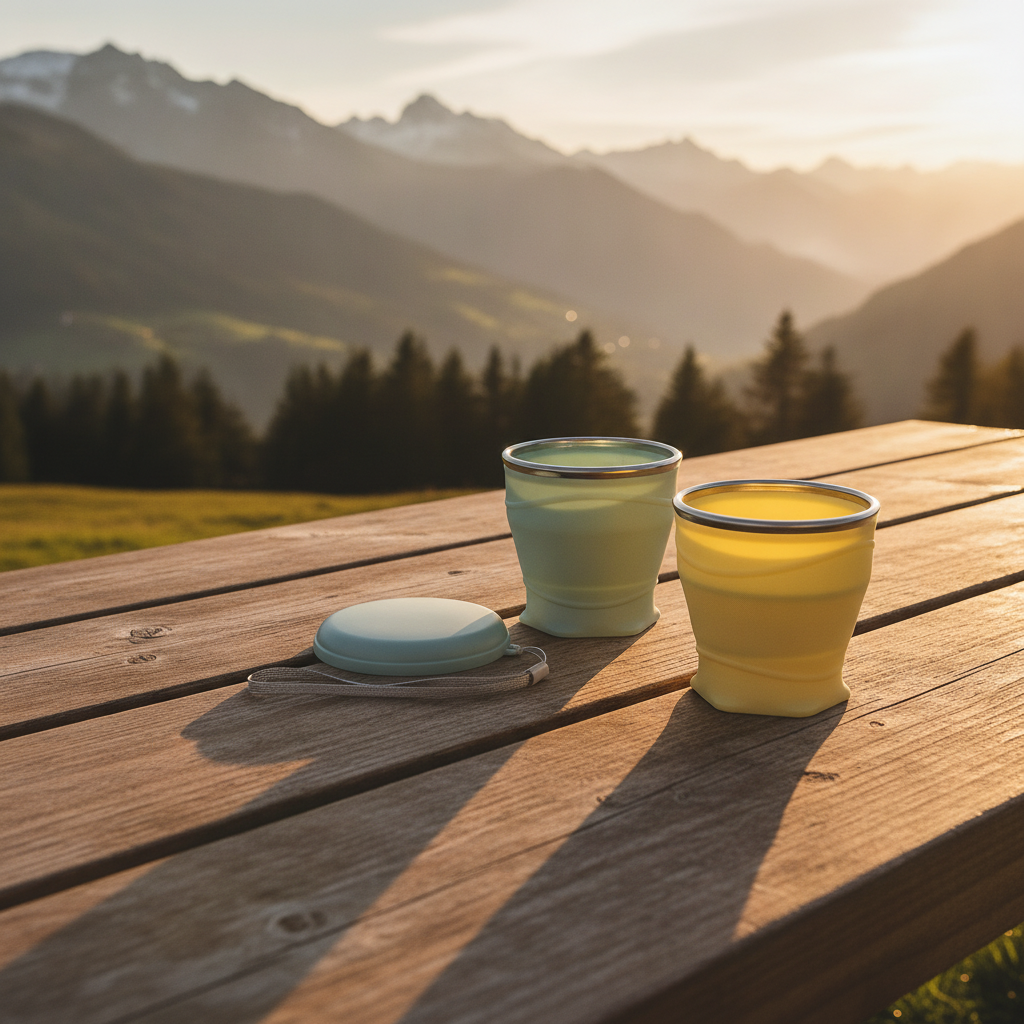 FIRNGOODS Kompakter, faltbarer Silikon-Wasserbecher mit Kordel für Reisen und Wandern — view 4