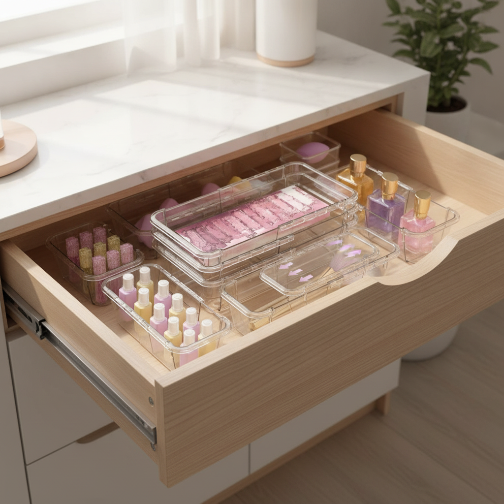 Generic Unbranded Set of 14 Expandable Plastic Drawer Organizer Boxes — view 2